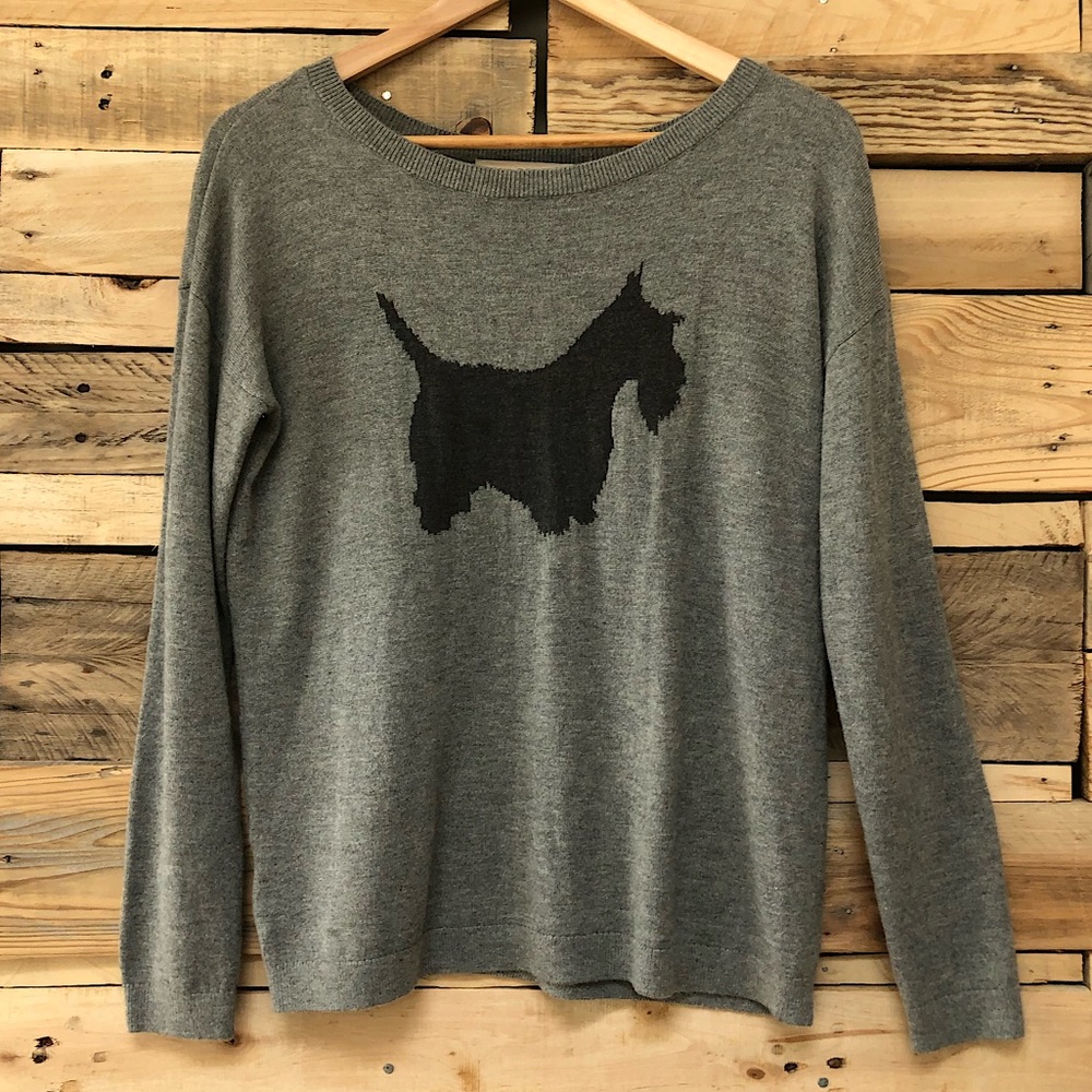 ANN TAYLOR LOFT grey sweater, Scotty dog design, S